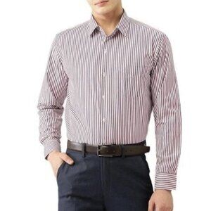 Banana Republic Long Sleeve Mens Button Up Shirt Large Stripe Purple Stretch NWT